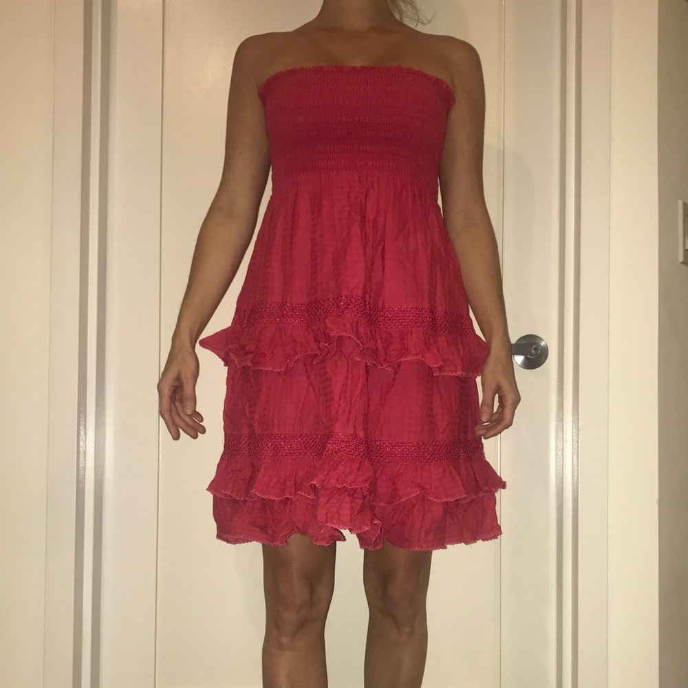JUICY COUTURE HOT PINK TUB RUFFLE DRESS